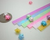 Pearlescent Fluorescent Spring Shower Miniature Origami Lucky Star Paper Strips - pack of 100 strips