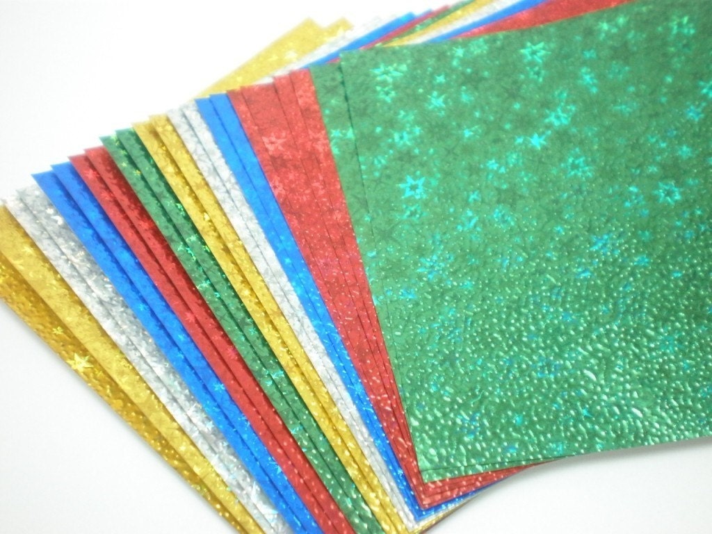 Gem Stone Star Glitter Origami Square Paper pack (20 sheets) for Japanese Origami Crane Folding