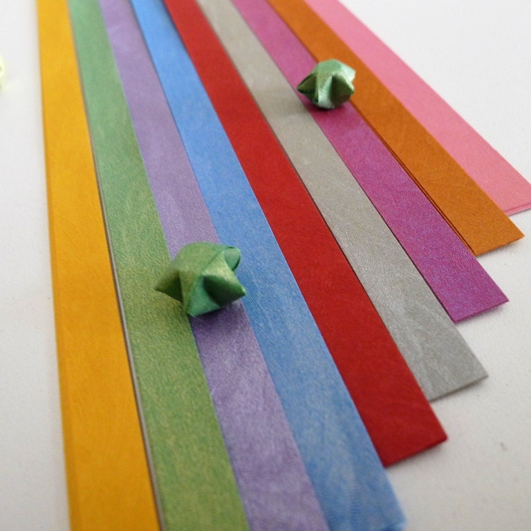 Lunar Mist Rainbow Metallic finish Origami Lucky Star Paper Strips - pack of 80 strips