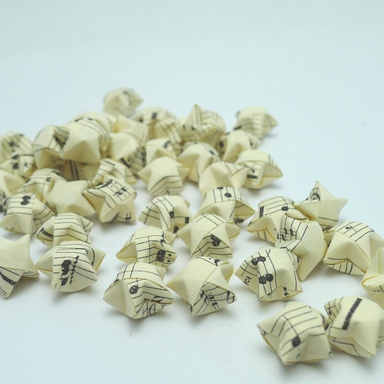 100 Vintage Style Musical Notes Manuscript Origami Lucky Stars - custom order available