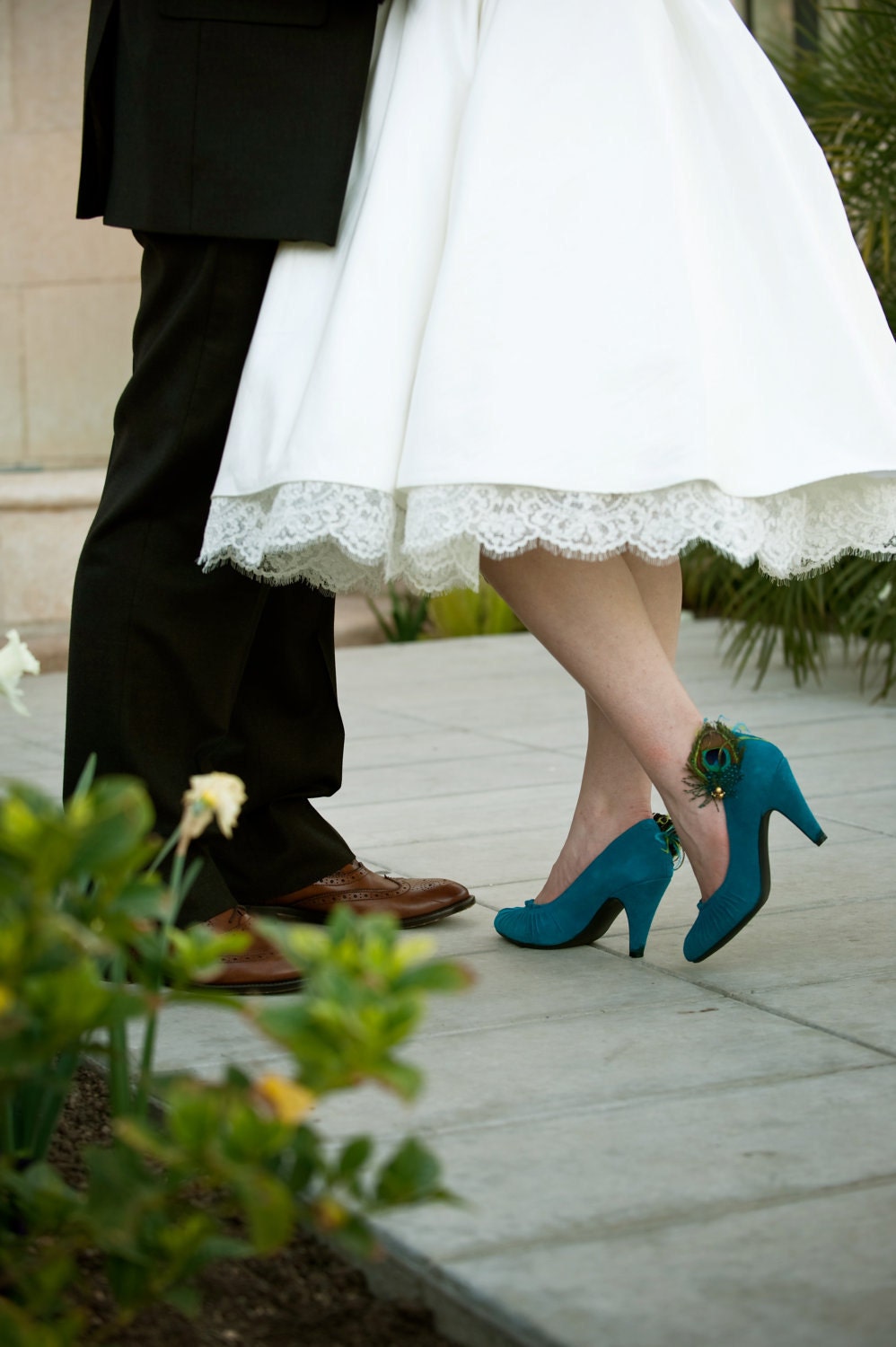 FAELYNN -- Peacock Feather Shoe Clips with Teal and Lime Accenting Feathers Perfect for a Brides Something Blue on Her Wedding Day - KirahleyKreations