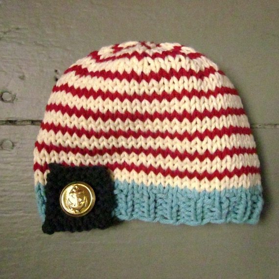 Nautical baby hat, newborn photo prop, nautical hat for boys by Sweet Baby Dolly