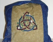 Triquetra with Ivy Messenger Monk Sling Bag Purse Mindnight Blue and Tan