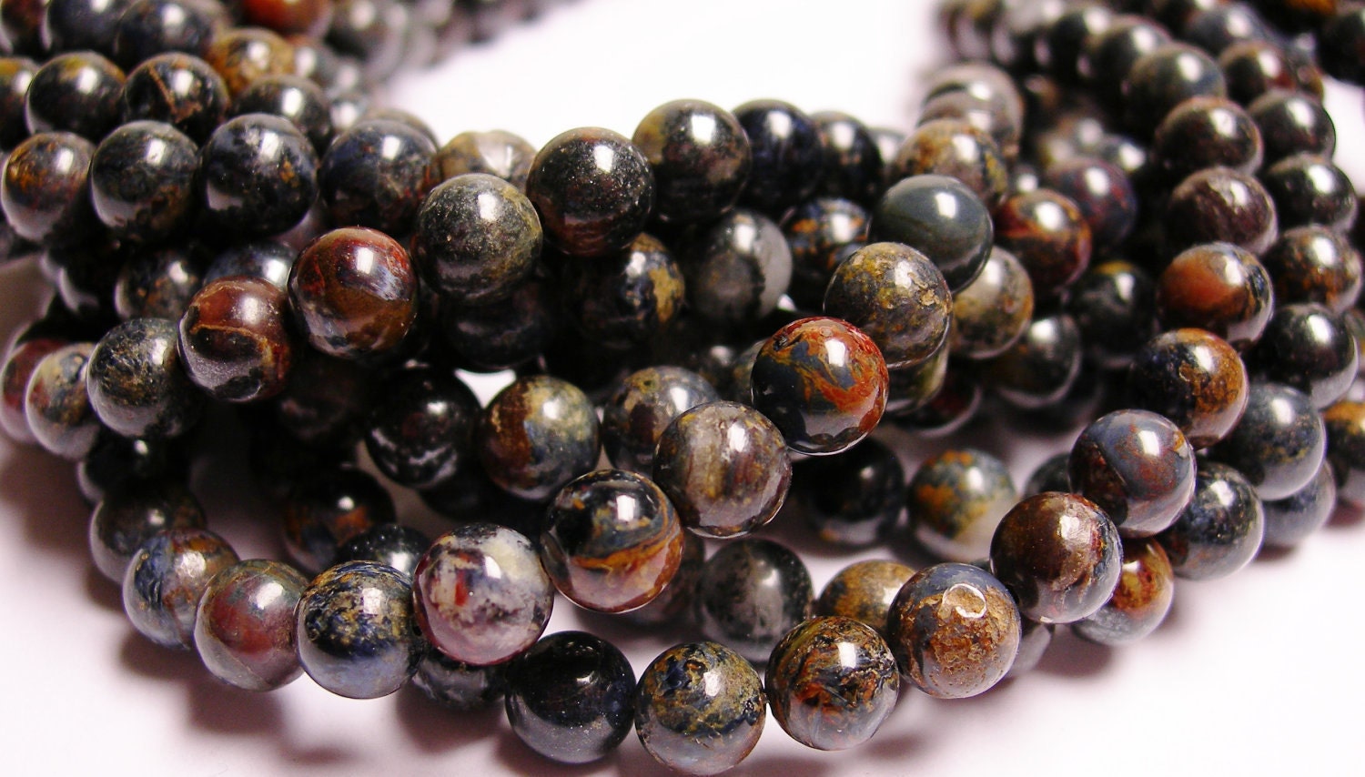 Blue Pietersite 6mm round bead AA quality 64 beads 16 inch strand