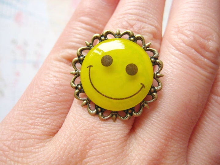 Happy Face Ring,Smile Ring, Fun Ring, Teen Jewelry