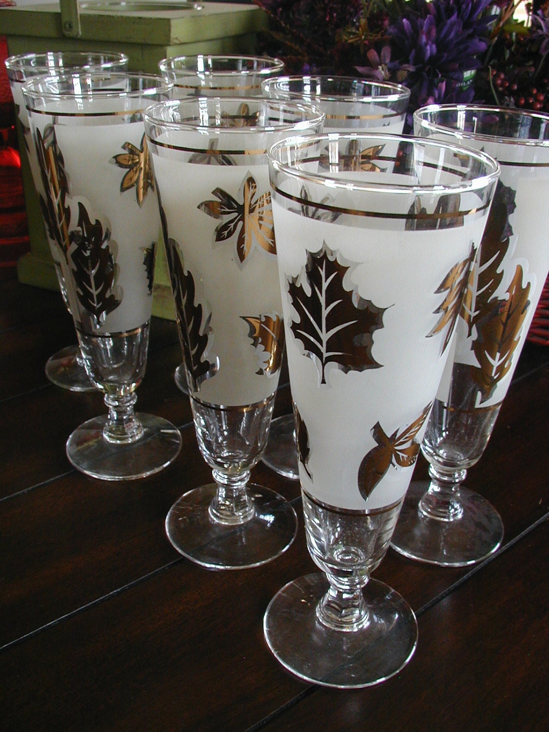 7 Vintage Fluted Pilsner Beer Libbey Gold Leaf by KandLTradingCo