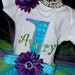 Peacock Bubbles Under the Sea Birthday Party Girls Personalized Top in Lime Green, Purple, and Turquoise Pick your size and Number