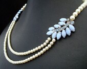 Bridal Necklace,Ivory or White Pearls,Vintage Bridal Jewelry, Statement Bridal Necklace, Pearl Bridal Necklace,Something Blue Necklace,NETHA