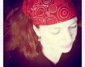 Gypsy Wraps by Julie Bartel, Red Bullseye Batik Gypsy Wrap, size M or L - hair accessory, headband, yoga headband, dreadlocks