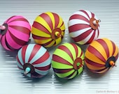 Paper Ornament Kit - The Chocolate Collection - Set of 3 Ornaments - Yellow, Pink, Blue, Orange, Green - PaperArtbyCNM