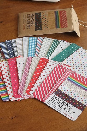 Washi Tape Stickers-Japanese Masking Tape Sticker Set-Basic Colors-27 sheets per set