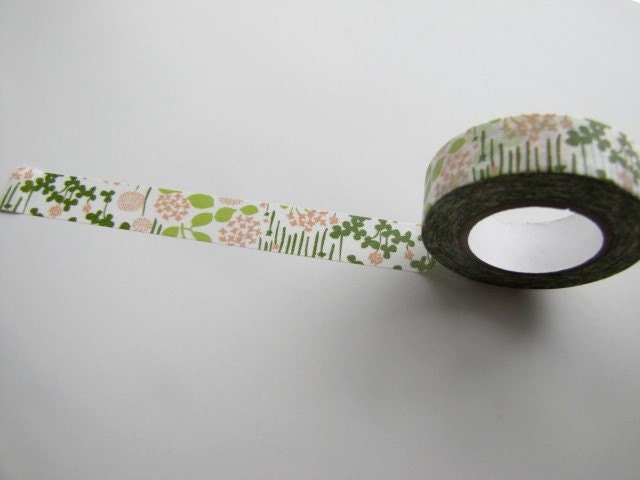 Washi Tape- Masking Tape-Washi Tape-Single Roll-Pretty Garden