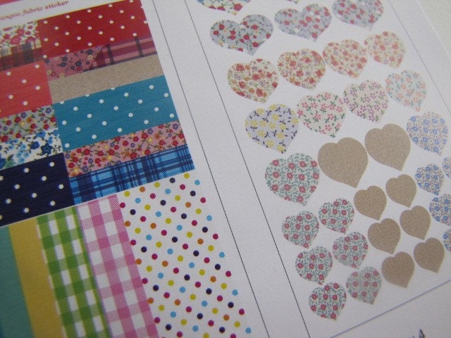 Washi Tape-Sticker Set-Japanese Masking Tape Stickers- Fabric Design Sticker Set-Deco Sticker Set of 136