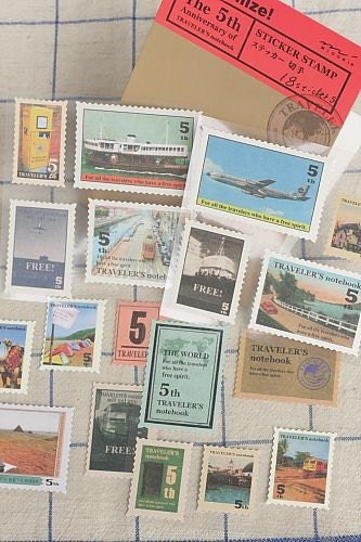 Sticker-Stamps-Vintage Stamps Sticker Set-Scrapbooking-Embellishment-