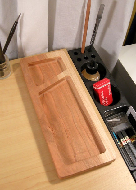 On Sale  Fine Wood Pencil Tray - Solid Cherry Desk Office Organizer Pen Holder Reclaimed Sustainable