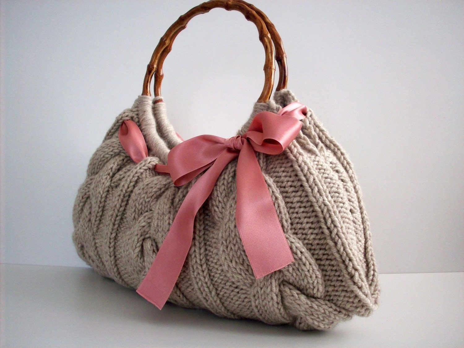 NzLbags Handmade - Handbag - Shoulder Bag - Everyday Bag-Beige Knitted Nr - 033
