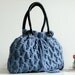 Knit Bag, Fall autumn Winter Fashion, Light Denim Knit Bag, Handbag, Shoulder Bag, Leather Strap, Christmas Gifts Idea, women accessories