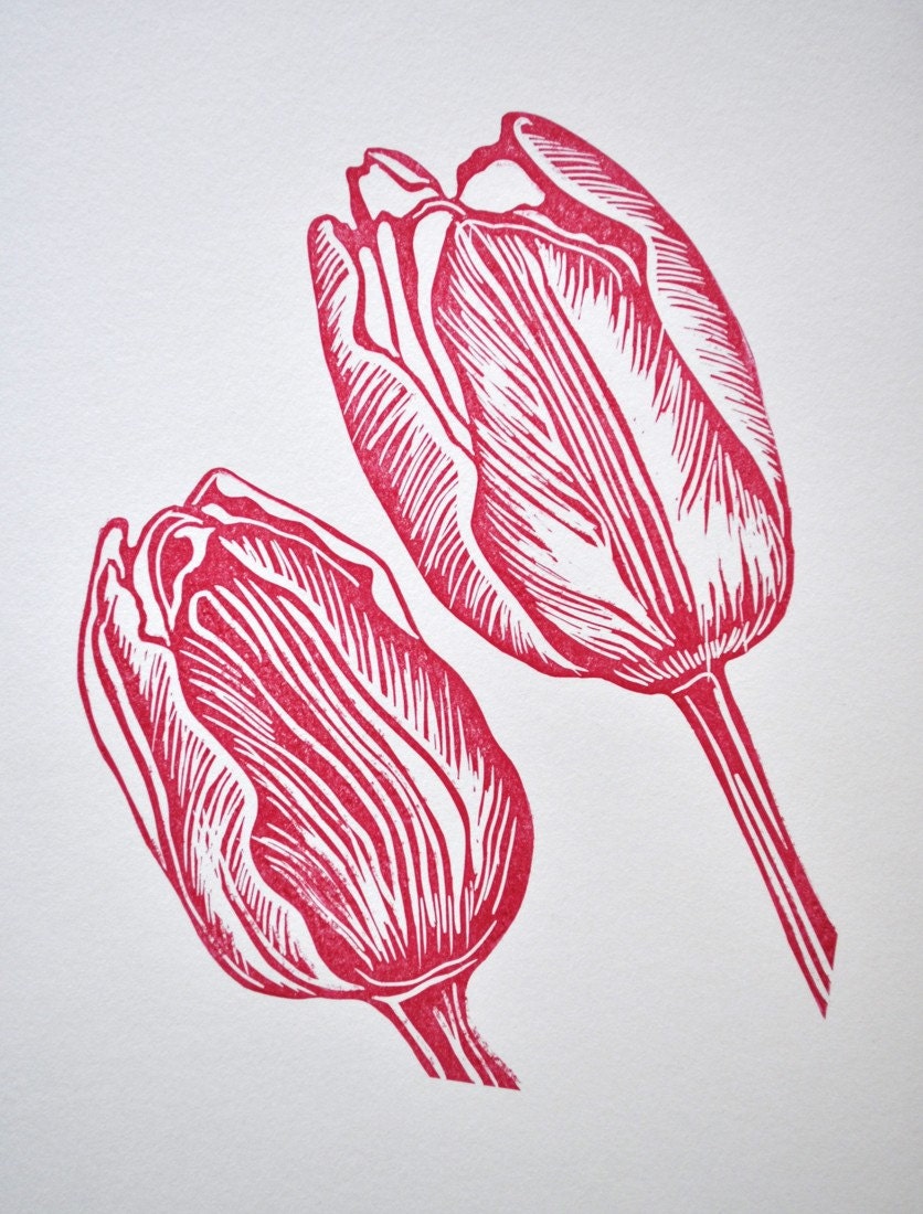 Tulip Original Art Lino Print UK