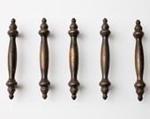 Vintage 5.25" Drawer Pulls or Cupboard Door Handles, Matching Set of 5