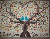 Wedding guest book thumbprint tree.....18 x 24 canvas.....130-170  Guests