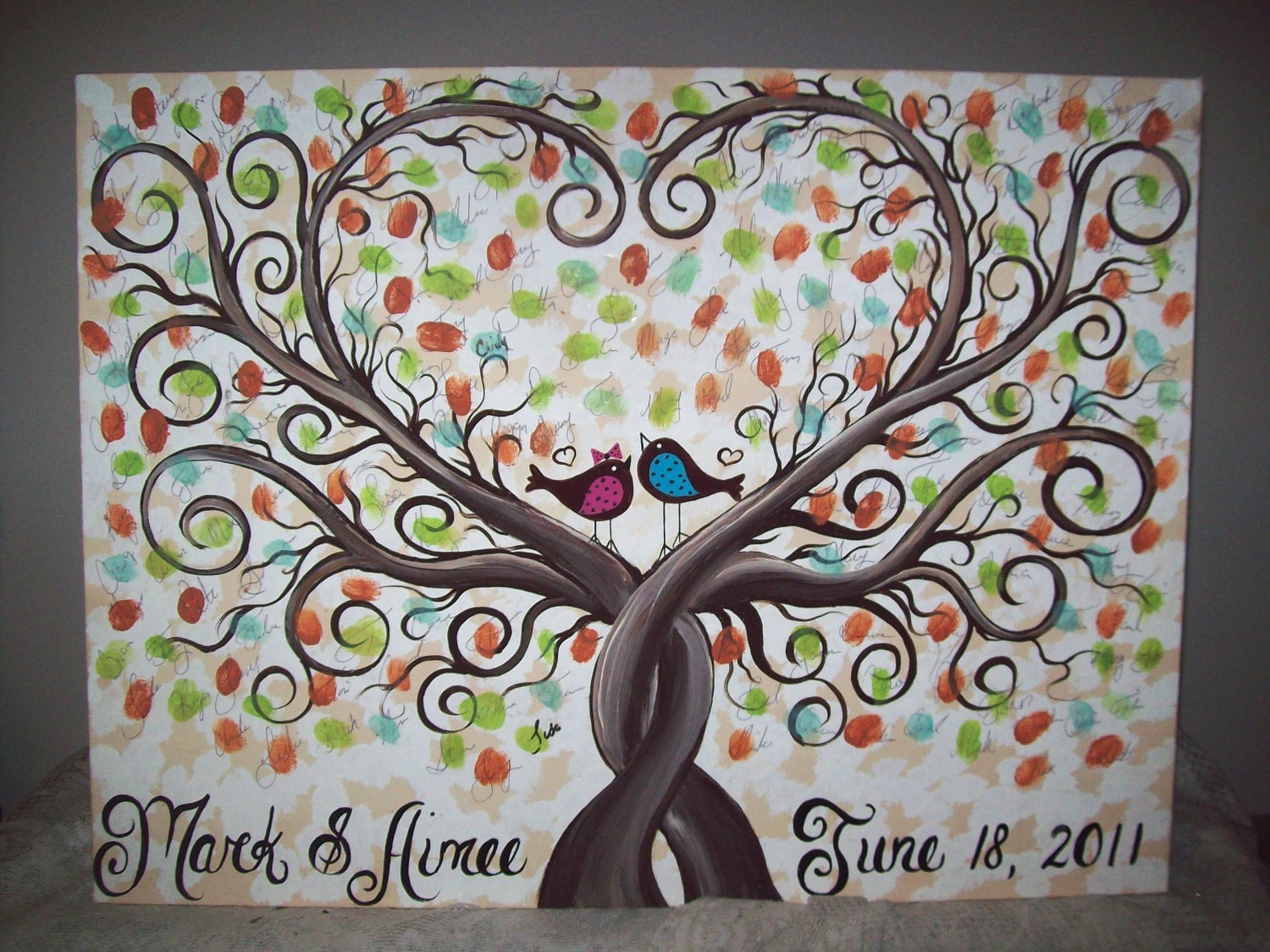 Wedding thumbprint guest book canvas.......100-120 guests