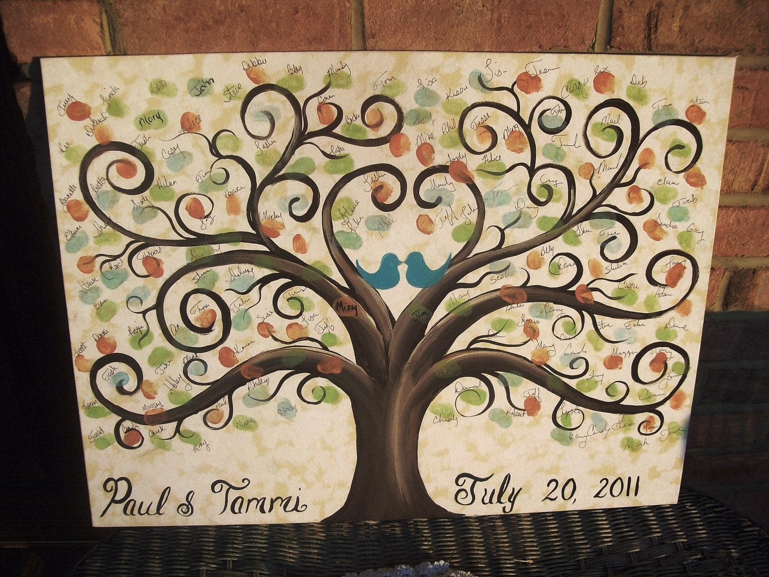 Wedding guest book thumbprint tree.........22 x 28  Canvas.......200-300 thumbprints