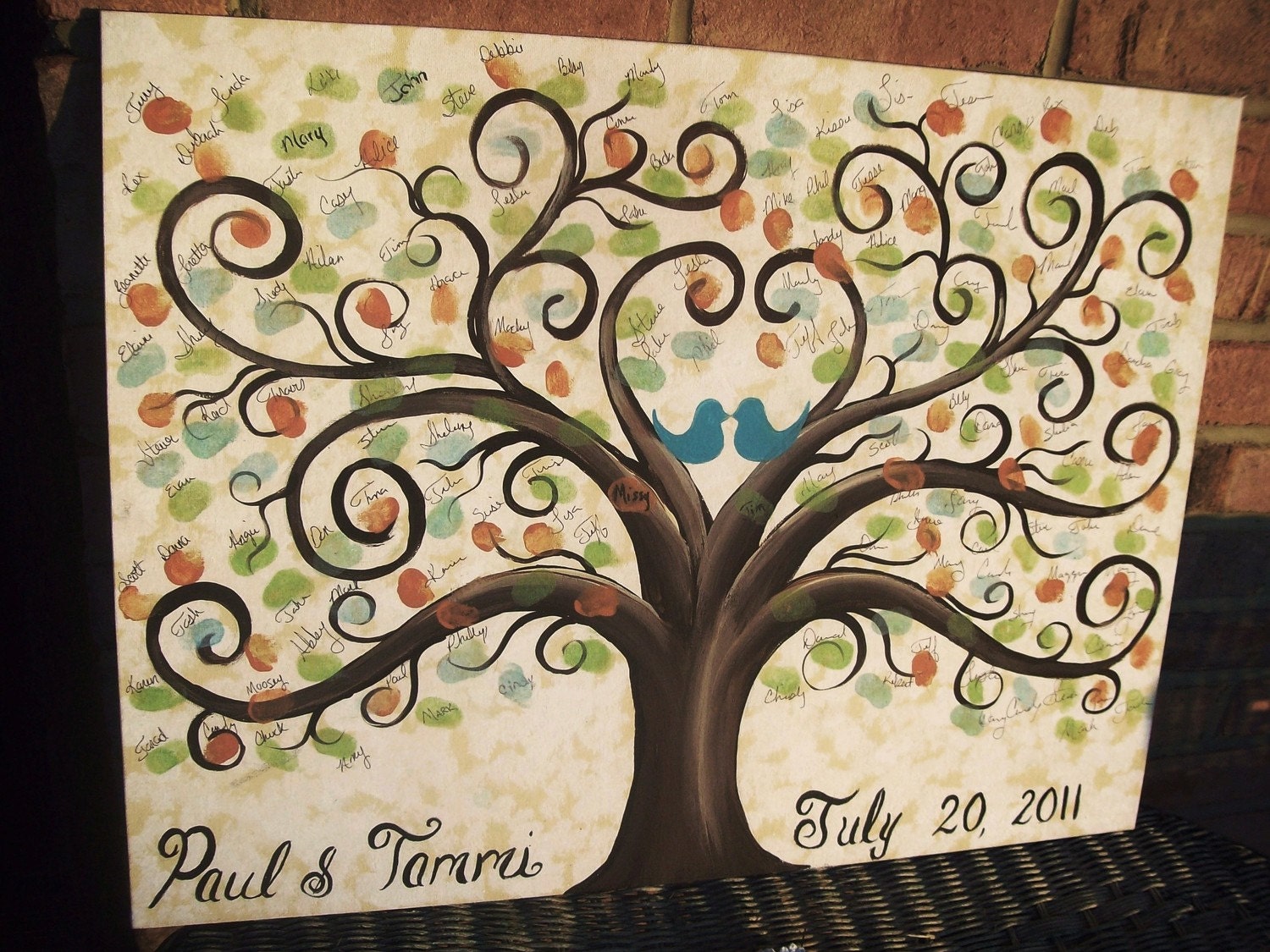 Wedding guest book thumbprint tree.........22 x 28  Canvas.......200-300 thumbprints
