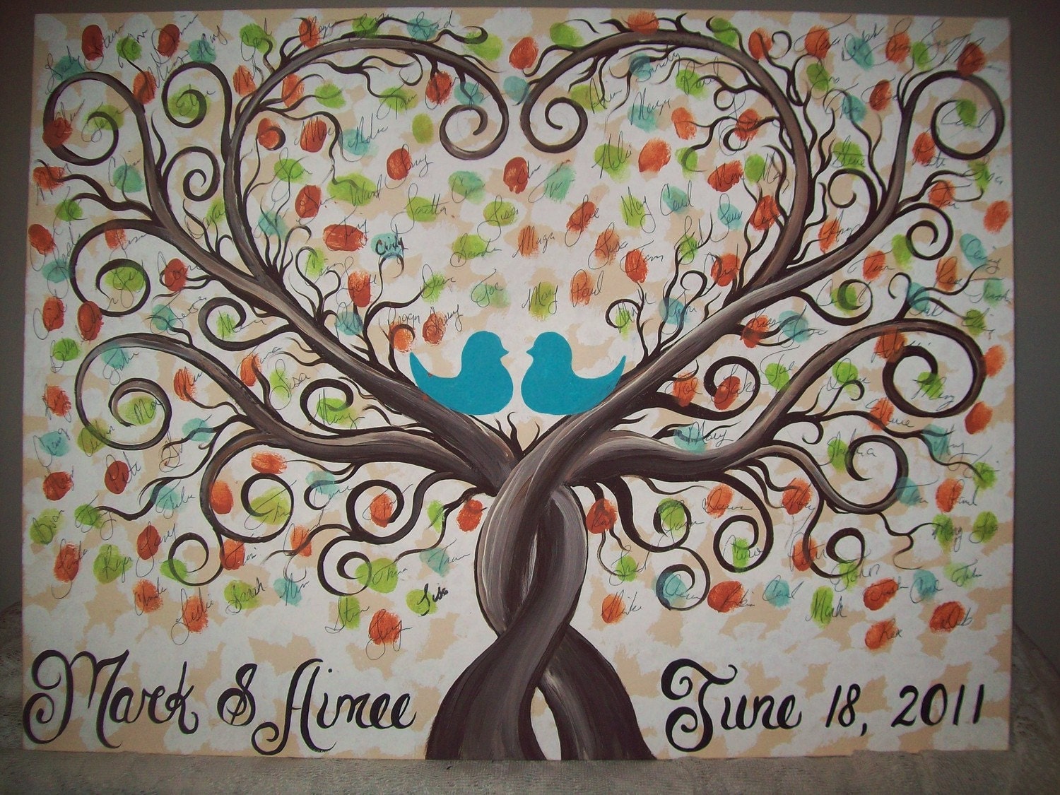 Wedding guest book thumbprint tree.....16 x 20 canvas.....75-120  Guests
