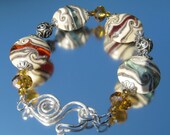 Beach and Bali Beads Large Handmade Lampwork Bracelet