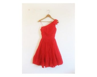 1940s-1950s GORGEOUS red party dress