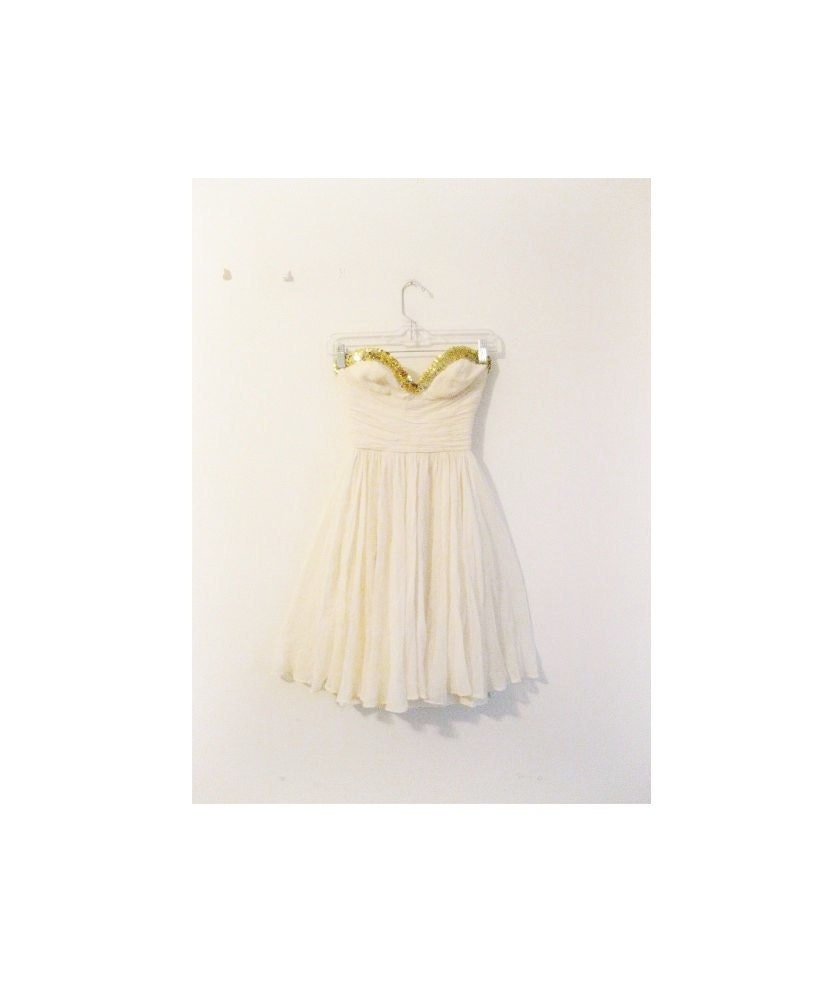 hold hold hold 1950s-1960s CHIFFON cream sequined party dress