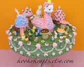 Fake Cake with a Pez Lamb Swan in a Mushroom Garden