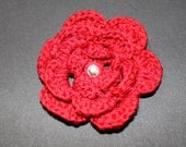 Red Crochet Flower with Crystal Center/non slip