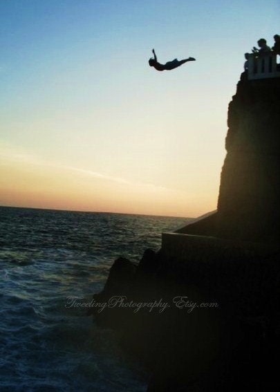 Cliff Diver at Sunset 5x7 Signed Metallic Photograph
