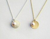 Personalized Initial Charm Necklace with Pearl in Sterling Silver