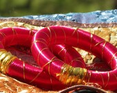 2 Fuchsia Silk Thread Wrap Bracelets - Women Handmade Jewelry very Lightweight - Indian Bracelets Perfect For Summer,Winter - Funky bangles