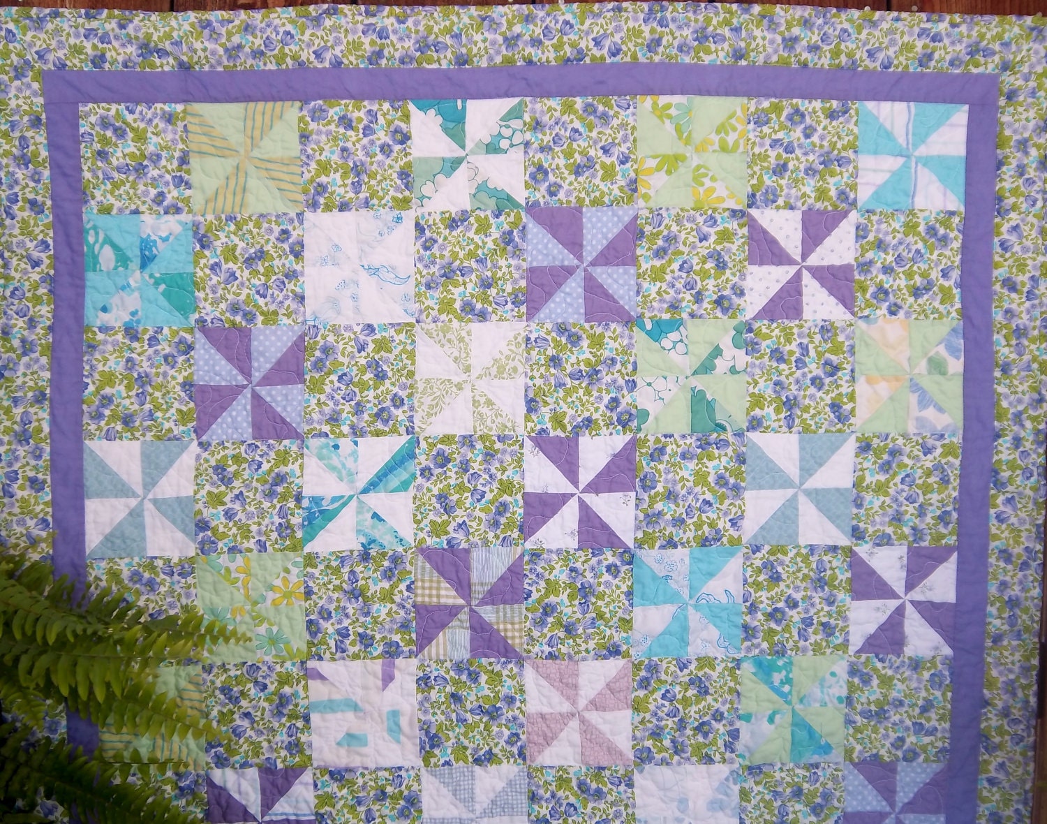 Vintage Bed Sheet Baby Girl Quilt in Pinwheels by Dreamy Vintage Sheets on Etsy