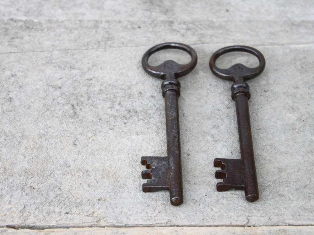 Vintage French Skeleton Keys: Two beautiful old keys