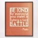 5x7 Be Kind Hard Battle Plato Art Print Blood Orange Red