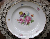 Vintage Large Beautiful Dresden or Meissen Geman Flower Porcelain Serving Plate Platter