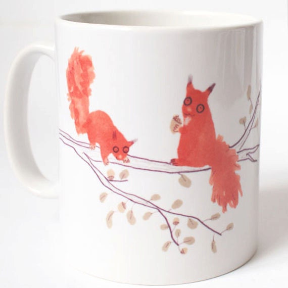 Red & Grey Squirrels Ceramic Mug Gift Nature Lovers Tea Coffee