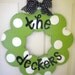 Personalized Polka Dot Family Wood Wreath - cute signs - polka dot signs - wedding gifts - family name signs