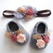 Flowery Beaded Gray Wool Crochet Baby Booties - 4 Sizes - Ready to Ship