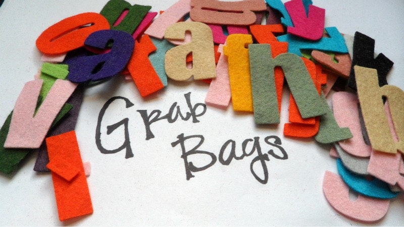 Wool Felt Alphabet Letters 52 piece set LOWERCASE- 2 inch Random Colored. 753