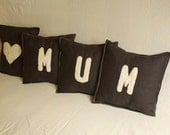 Mother's Day Pillow Set of 4 pillows LOVE MUM. Make suprise for your mum 12 x 12 inch. Made to order
