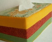 Tissue Box Cover in yellow, green, brow