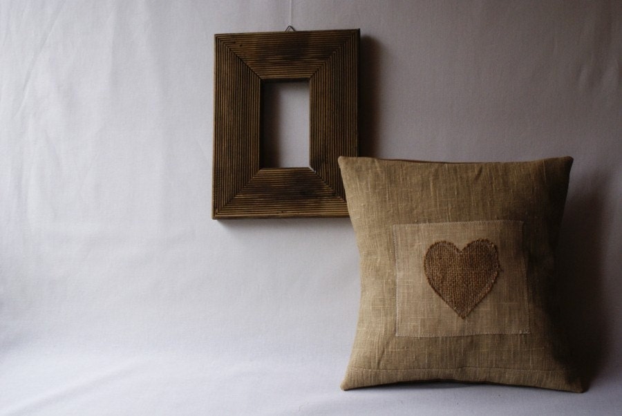 Valentine's Day Pillow Small decorative pillow One Heart 12 x 12 inch MADE TO ORDER - annakrycz