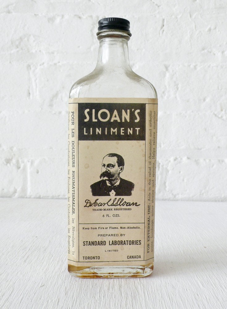 10% SALE - Vintage Sloan's Liniment Bottle