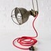 Vintage Industrial Clamp Work Light w/ Red Cord