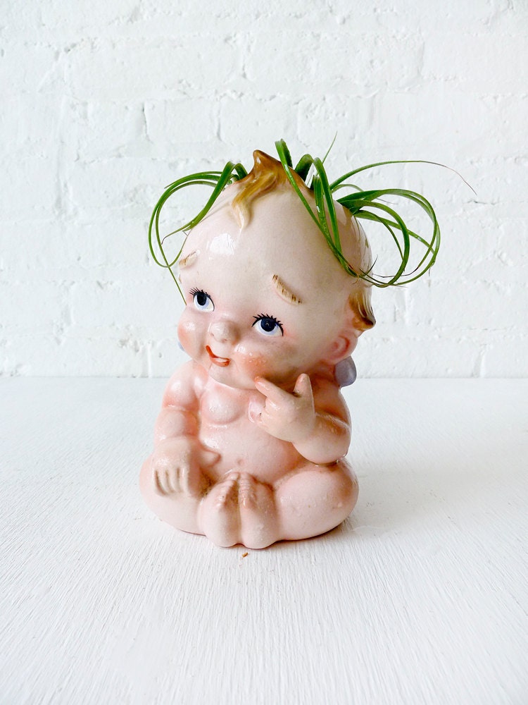 Vintage Kewpie Baby Planter Air Plant Garden